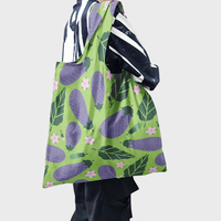 Aangepaste Fruitprint Opvouwbare Nylon Draagtassen Herbruikbare Waterdichte Boodschappentas Met Aangepast Logo