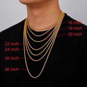 Cadena de Cuerda Trenzada al por Mayor, 2mm 3mm 5mm 6mm 8mm 10mm, Chapada en Oro, Acero Inoxidable, Joyería de Collar Estilo Hip Hop - Product Image 6