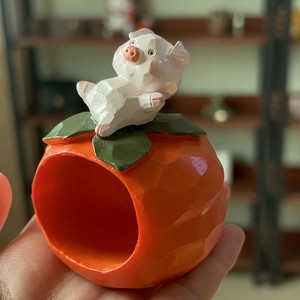 <b>Cute</b> Duck With Pig Figurine Plastic Resin <b>Doll</b> Indoor Decoration Gift For Qixi Festival - Product Image 3