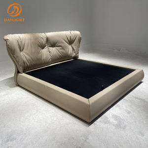 Nuevo Diseño <span class=keywords><strong>de</strong></span> <span class=keywords><strong>Cama</strong></span> Moderna con Cabecera <span class=keywords><strong>de</strong></span> Cuero Elegante, Cómoda, con Respaldo <span class=keywords><strong>de</strong></span> Cuero Genuino, Estilo Italiano - Product Image 3