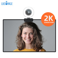Cámara Web con Enfoque Automático 2K USB para Computadora Portátil Mini PC HD Cámara Web de Transmisión con Zoom Digital 8x 30fps con Micrófono