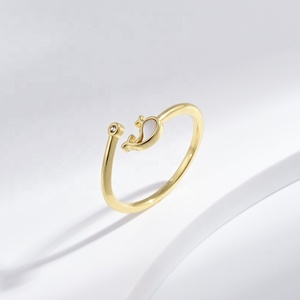 Bague empilable moderne en laiton plaqué or, bijoux fantaisie, petite bague ajustable en cuivre avec pierres précieuses, motif animal, pour femme, pas cher - Product Image 3