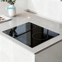 Table de cuisson à induction 3 brûleurs Xunda Factory Supplier avec surface en céramique/verre et commande tactile, encastrable/montable sur table