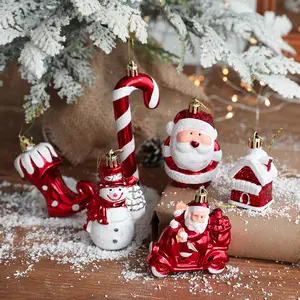 2 Stuks Kerstversiering Ijs Sneeuwpop Huis Ster Kleine Draai Set Kerstboom Opknoping Ornament