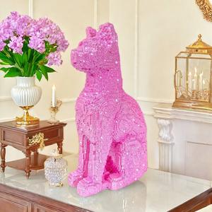 Ornement de chat assis sculpté en résine époxy à paillettes, style créatif transfrontalier, luxe léger, art populaire haut de gamme, pour l'entrée de la maison - Product Image 3