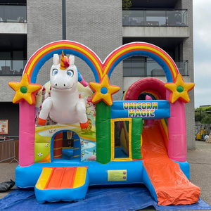 Château gonflable licorne arc-en-ciel en PVC pour l'extérieur, grand château gonflable commercial pour enfants, châteaux gonflables pour fêtes - Product Image 3
