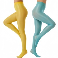 Collants brillants et colorés 70D, anti-bactériens, taille haute, élastiques, grande taille XXL pour femme
