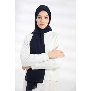 Pañuelo de Chifón Azul Marino Largo y Ligero 100% Poliéster para Mujer, Teñido Liso - Product Image 2