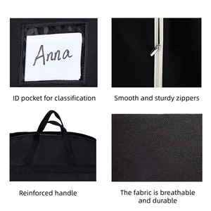 <span class=keywords><strong>Housse</strong></span> de rangement pliable grande capacité pour robe de mariée et robes de soirée, noire, avec soufflets et poches, pour voyage - Product Image 2