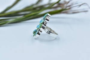 Handmade Sonoran Mountain Turquoise Adjustable <b>Ring</b> Sterling Silver <b>Statement</b> <b>Ring</b> for Women - Product Image 3