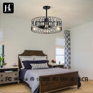 Lustre en cristal de style boîte ronde en fer pour restaurants, hôtels et villas – Nouvelle lampe en cristal moderne de style chinois Zen - Product Image 3