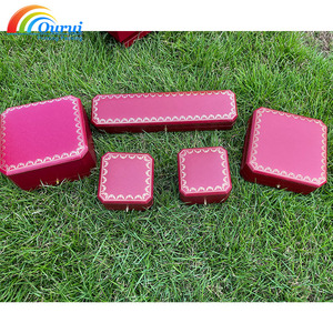 Luxury Octagonal <b>Red</b> PU Leather Watch Necklace <b>Gift</b> <b>Box</b> Custom Logo Long Jewelry Storage Case With Gold Stitching Snap Clasp - Product Image 6