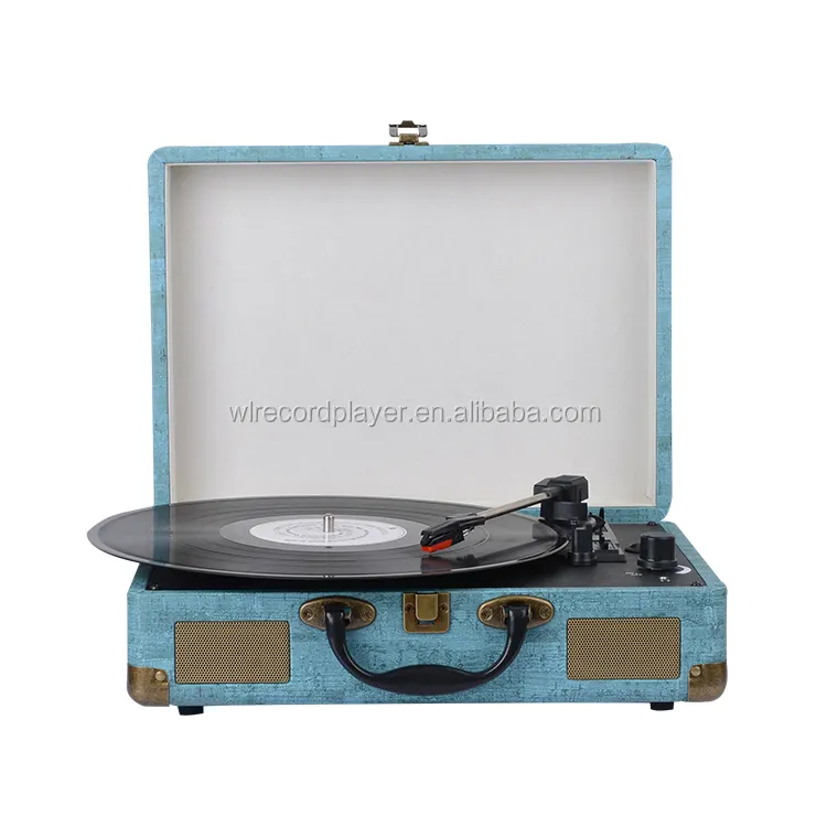 Giradischi portatile in legno giradischi grammofono Vintage Vinyl Player Bluetooth USB SD Recording