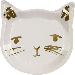 OEM Eco-Friendly <b>Disposable</b> 9.5x9.9 Gold Foil Cat Paper <b>Plates</b> Die-Cut Birthday Party Supplies Factory Direct - Product Image 3