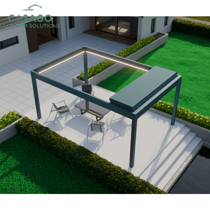 Pergola rétractable moderne en aluminium avec cadre thermolaqué - Dimensions et angle de lamelles personnalisables pour villa et hôtel - Product Image 6