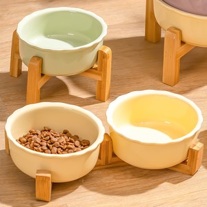 Bol en céramique pour chat et chien, anti-déversement, double support pour eau et nourriture - Product Image 1