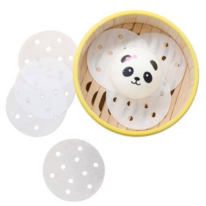Food Grade Perforated Silicone Oil Nonstick Heat-resistant <b>Bamboo</b> Steamer Cooking Dim Sum Paper Air Fryer Liners Paper - Product Image 4