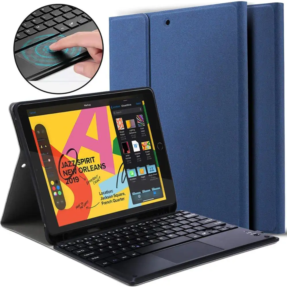 Съемная Беспроводная клавиатура, кожаный чехол, чехол для планшета, клавиатура для iPad 10,2 2019