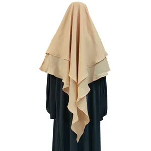 मुस्लिम महिलाओं हिजाब गर्म बेच जातीय उच्च गुणवत्ता शिफॉन Khimar chador 2 परतों हिजाब स्कार्फ मध्य पूर्व दुबई तुर्की Khimar