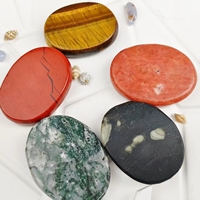Pierre de méditation ovale plate polie en agate et jaspe aux couleurs vives pour la guérison, vente en gros