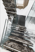 Nouvelles tendances Design luxueux escalier d'intérieur marches en pierre naturelle escaliers flottants en marbre faisceau escaliers droits flottants