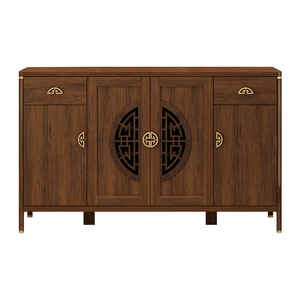 Lxyx Chinese Style Solid Wood Sideboard with Brass Handles and Carved Doors for <b>Dining</b> <b>Room</b> Living <b>Room</b> <b>Storage</b> <b>Cabinet</b> - Product Image 4