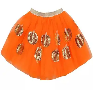 Hot Selling 2021 Halloween girls sequin embroidered tutu skirt children baby Pumpkin skirt