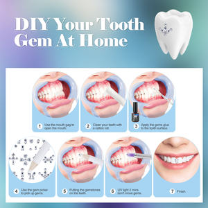 Kit de gemmes dentaires DIY |   Créez des bijoux dentaires de qualité salon à domicile, cristaux imperméables longue durée avec kit d'application premium - Product Image 5