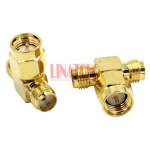 Adattatore doppio in uno T tipo ottone RF dorato <span class=keywords><strong>SMA</strong></span> maschio a doppio connettore Splitter femmina <span class=keywords><strong>SMA</strong></span> Brancher - Product Image 2