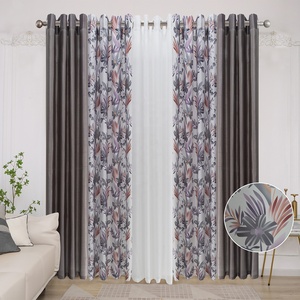 Tenda Pronta per Finestra e Porta Larga da <span class=keywords><strong>Soggiorno</strong></span> di Lusso, Design alla Moda per la Casa, Filtrante, Set da 5 Pezzi con Stampa Floreale e Occhielli - Product Image 3