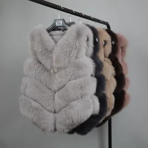 Mode Weste Ärmellose Pelz jacke Plüsch Gilet Damen Real Fox Pelz weste