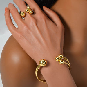 Joyería de Moda, Brazaletes de Bola Entrelazada de Cobre Chapado en Oro de 18K, Anillo para Mujer, Regalos de Boda - Product Image 3