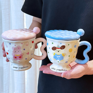 Taza de Cerámica con Diseño de Conejito, con Tapa y Cuchara, Diseño Animado, para Niñas, Regalo de Cumpleaños, Primavera 2025 - Product Image 3