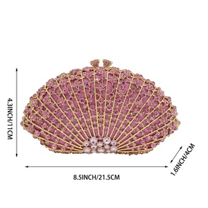 Women Glitter Fan Rhinestone Evening Bag for Women Classic Handbag with Removable Chain Gifts for Lover Friends - Product Image 6