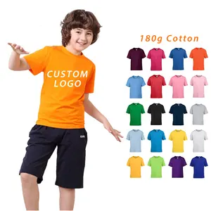 Camisetas lisas de algodón 100% para niños, camisetas en blanco con logotipo personalizado para niños y niñas