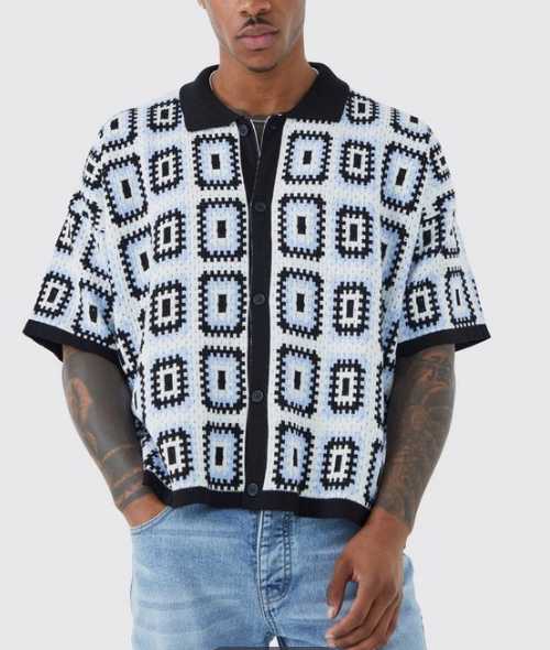 Shop Our 2024 Men's Knitting Short Sleeve Crochet Cardigan