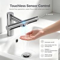 Robinet thermostatique automatique 2-en-1 en acier inoxydable 304 de qualité supérieure avec séchoir à mains intégré pour lavabo et évier, contrôle de la température
