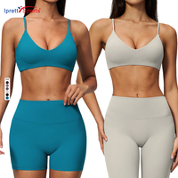 Soutien-gorge de sport pour femme à haute élasticité, col en V, rembourré, bretelles réglables, anti-choc, idéal pour la gym, la course, le fitness et le yoga
