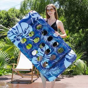 Lettino galleggiante gonfiabile monoposto per divertimento acquatico estivo e piattaforma galleggiante gonfiabile in PVC ispessito con fori - Product Image 6