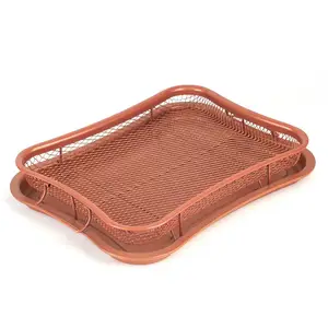 Kitchen Outdoor Camping Tray Food Baking Pan Durable Nonstick 2 Piece Steel Baking Tray and Grill Basket