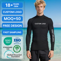 Haut de bain à manches longues à séchage rapide avec logo personnalisé pour hommes, protection UV, surf, natation