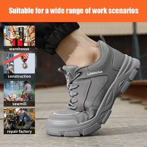 Chaussures <span class=keywords><strong>de</strong></span> sécurité <span class=keywords><strong>ultra</strong></span> légères Lanoudun pour hommes, embout en acier, résistantes aux perforations, confort tout au long <span class=keywords><strong>de</strong></span> la journée, cuir microfibre - Product Image 5