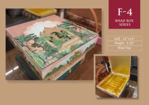 Caja de resina hecha a mano, serie de 15x15 pulgadas, pintada a mano, con bandeja dorada, diseño tradicional, tela satinada - Product Image 2