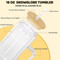 Vente en gros, vente chaude, gobelet en verre à double paroi pré-percé de 12 oz, 16 oz, 20 oz, verre borosilicate de haute qualité, gobelet à neige avec poignée