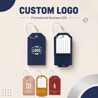 Étiquette de bagage personnalisée en cuir PU avec logo, sangle métallique, porte-cartes d'identité et de carte d'embarquement, cadeau promotionnel d'entreprise, cadeaux de bienvenue