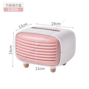 Caja de pañuelos con forma de radio retro al por mayor, soporte de plástico para servilletas para mesa de sala de estar - Product Image 3