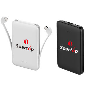 ספק מפעל סוללת ליתיום-פולימר דקה במיוחד 5000mAh 10W מחומר ABS בנק כוח נייד עם שני כבלים מובנים מסוג Type-C - Product Image 6