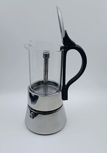 Cafetière italienne personnalisée commerciale 4/6 tasses expresso en verre, <span class=keywords><strong>filtre</strong></span> en acier inoxydable moka pot - Product Image 6