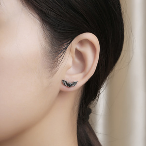 Wings <b>Stud</b> Earrings Micro Insert <b>Titanium</b> Steel Geometric Design CF144 - Product Image 1