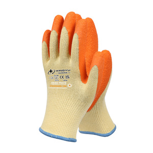 Xingyu tùy chỉnh cam cọ tráng găng tay 10g cao su cát nhăn cao su chống trượt màu xanh lá cây Polyester <span class=keywords><strong>Latex</strong></span> cát tráng găng tay - Product Image 3